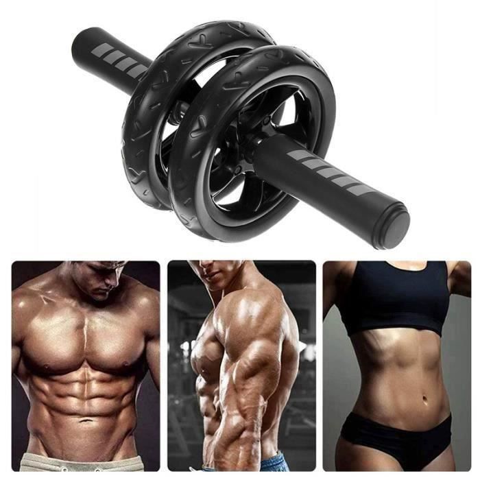 Abdominal roller fitness avec tapis pour genoux roue abdo Noir