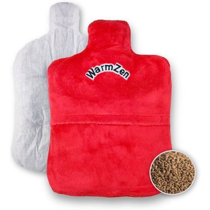 Bouillotte Micro-Ondes Pépins de Raisin - 28 X 21 cm - Housse Polaire Rouge