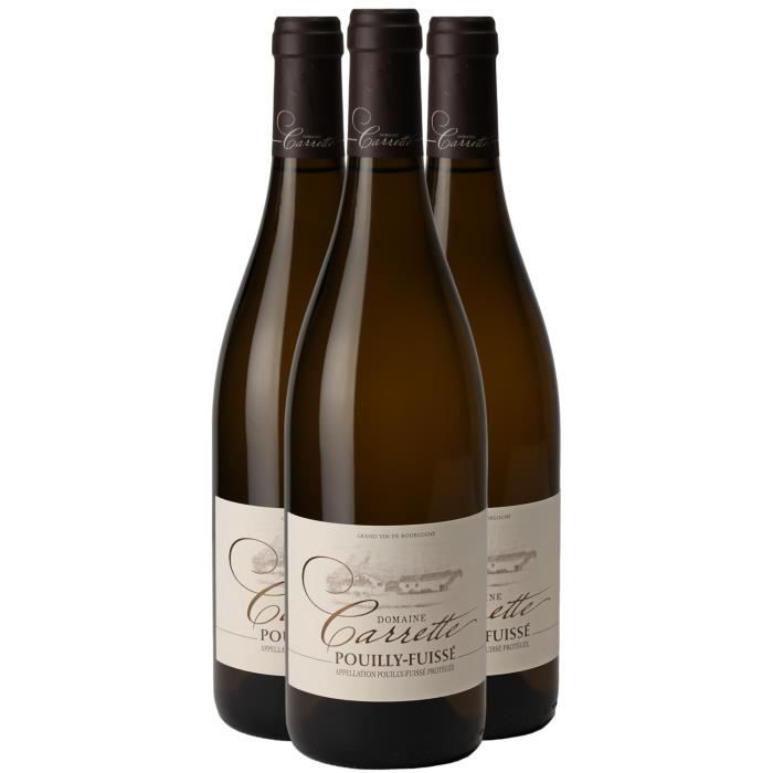 Pouilly-Fuissé Blanc 2021 - Lot de 3x75cl - Domaine Carrette - Vin AOC Blanc de Bourgogne - Cépage Chardonnay