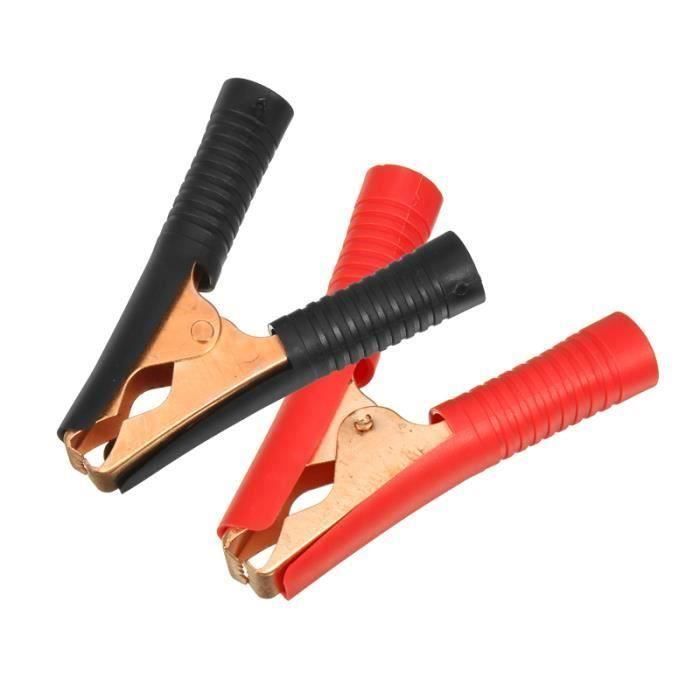 2Pcs Voiture Pince de Batterie Crocodile Placage Cuivre 100A Rouge Noir Pr01407