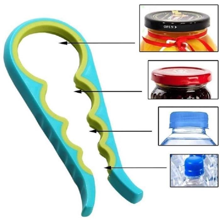 Ouvre Bocal Multifonctionnelle 4 en 1 Ouvre Bouteille Facile à Ouvrir Une, Bleu