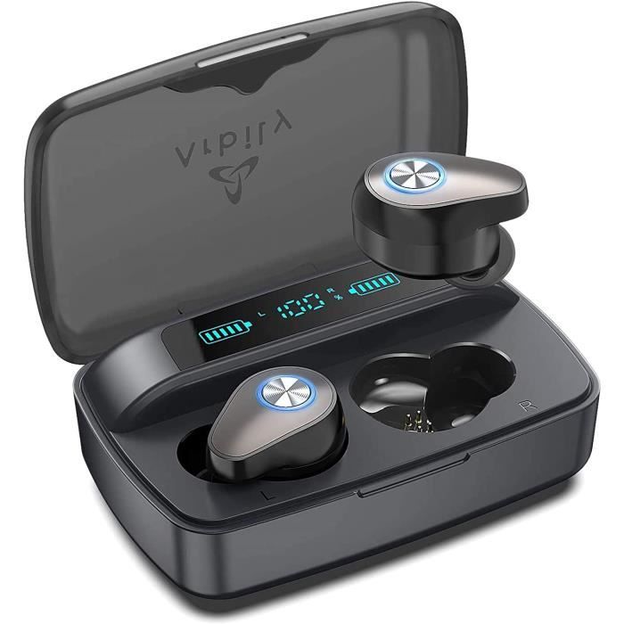 Arbily Ecouteur Bluetooth sans Fil avec Écran à LED, Écouteurs Bluetooth Stéréo Oreillette IPX7 Étanche, 130 Heures d'Autonomie avec