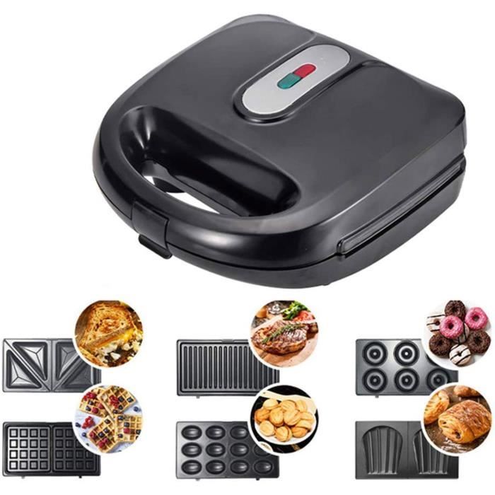 GRILLE-PAIN - TOASTER Machine a Sandwich et Gaufrier 6 en 1 Machine a Grillepain a Sandwich Assiettes Amovibles Fabrication de S462