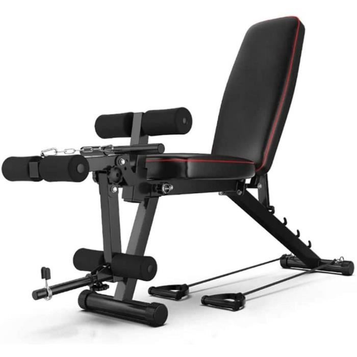 BANC DE MUSCULATION LJBOZ Bancs de Musculation Réglables, Banc d'exercice Pliable avec Extension Jambe Leg Curl, Charge619