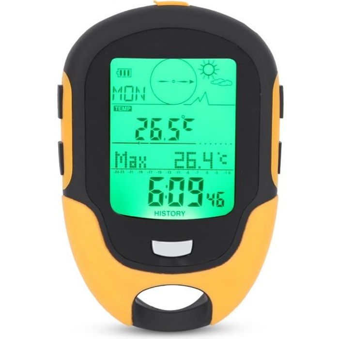 Boussole multifonctionnelle, altimètre de voiture de fiabilité étanche IPX4, baromètre multifonctionnel, pour la randonnée
