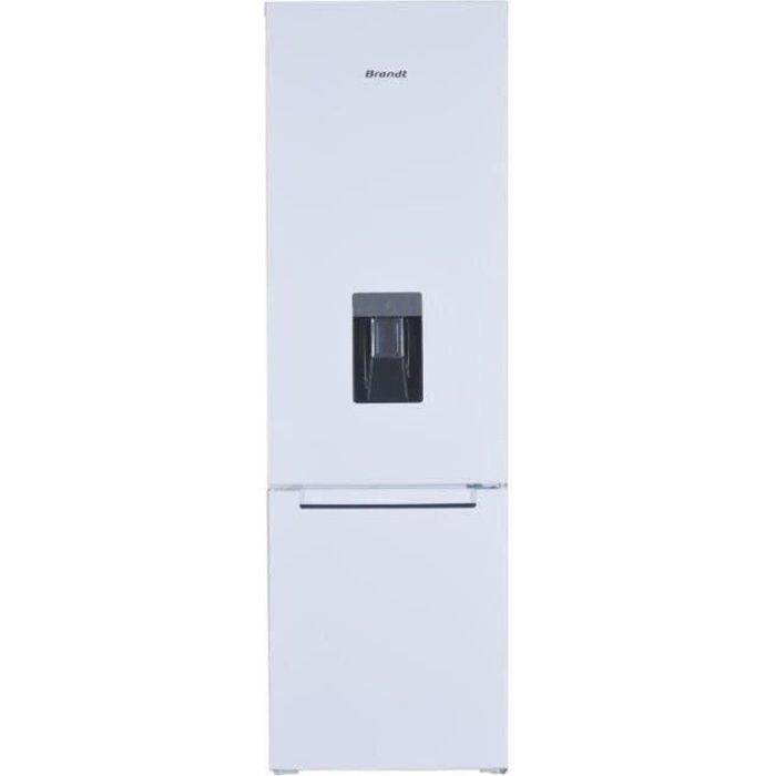 BRANDT BFC7527WD - Réfrigérateur combiné 260L (195L + 65L) - Froid statique - Distributeur d'eau - L 55 cm x H 176 cm - Blanc