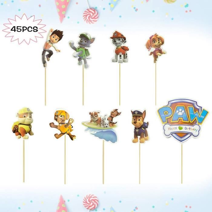 Décoration Gâteau Animaux Foret en Bois Type de Chien Cupcake Toppers Réutilisable Mignon Dessert Cake Topper Pour Enfant Anniversai