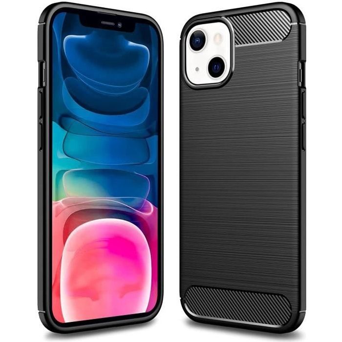 Coque iPhone 13, Coque Silicone Anti-Choc Anti-Rayure Gel Case - Noir
