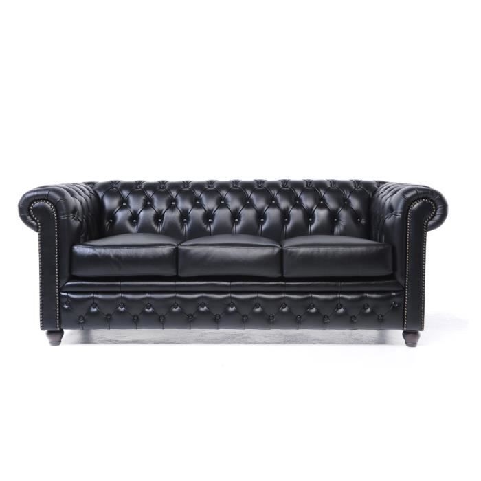 Chesterfield - Canapé en cuir Chesterfield Original 3 places - Noir