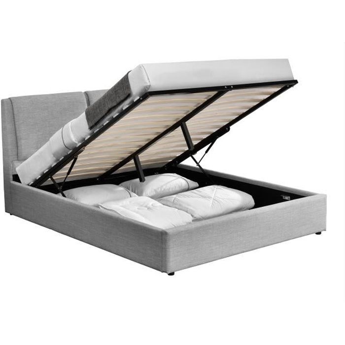 BORG LIT COFFRE LIN GRIS CLAIR 140X190 CM
