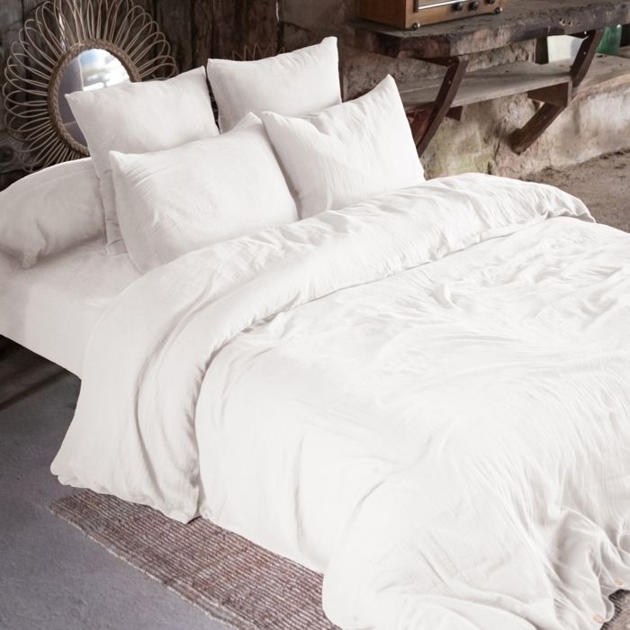 Housse de couette double Gaze de Coton 260X240 cm Blanc chantilly
