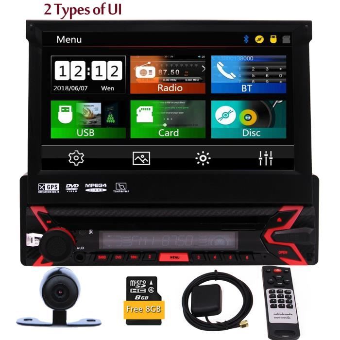 EinCar simple Din voiture Bluetooth stéréo avec 7- écran tactile Sat Nav support radio, audio, USB, GPS, FM - AM RDS vidéo, CD de