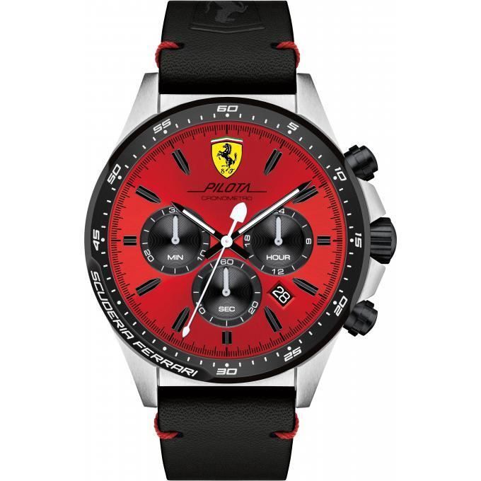 montre ferrari montres 0830387 - montre chronographe noir cuir homme