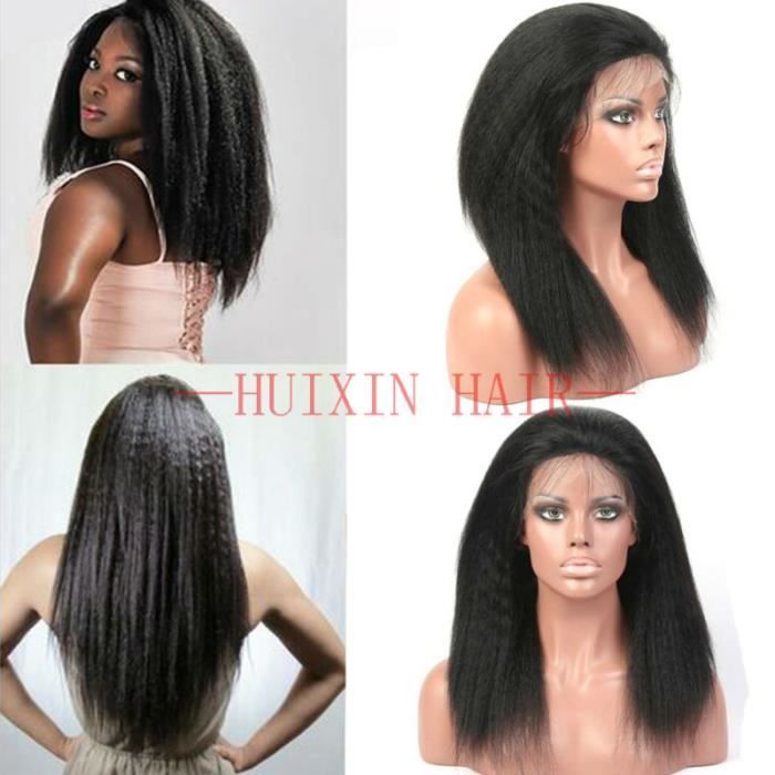 100% virgin remy hair perruque cheveux humains naturelle bresilien lace front wig kinky straight lisse 32 pouces
