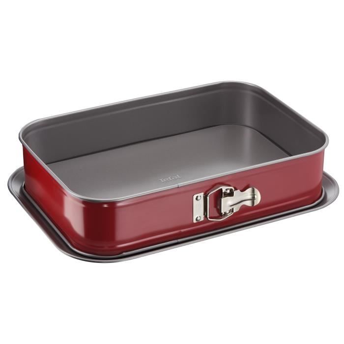 TEFAL Plat à four Delibake en acier - 36 x 24 cm - Rouge et gris - Avec charnière