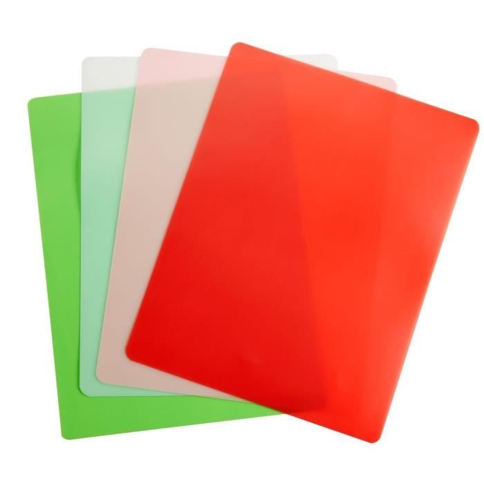 TEFAL FRESH KITCHEN Set de 4 planches à découper flexibles GM K2083514 42x30x0,3cm vert, orange, rose et blanc