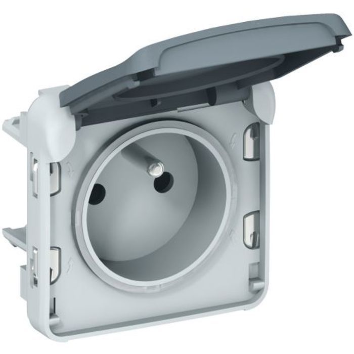 Prise 2 P +T F/B Gris Composable/Gris