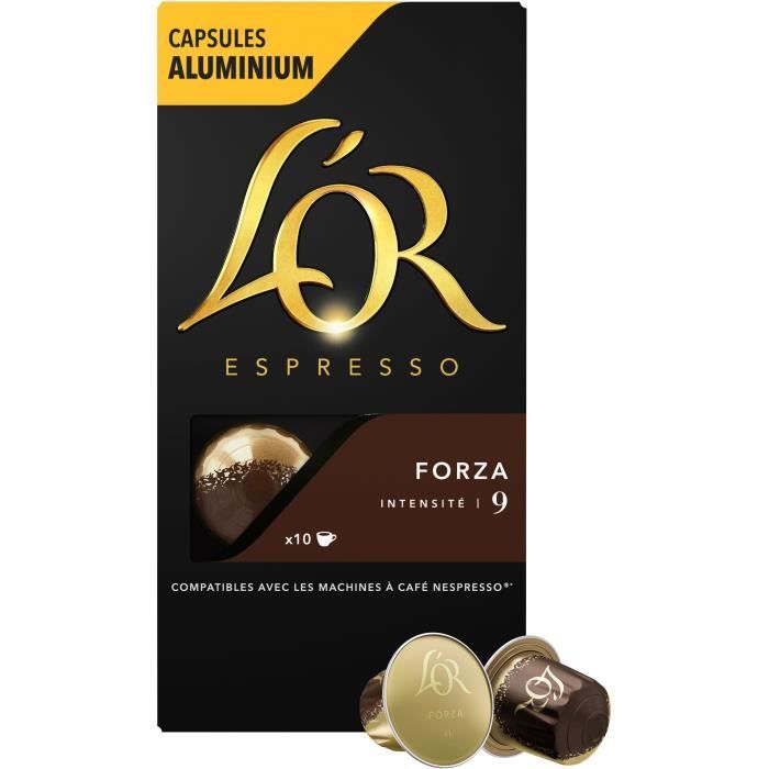 Café capsules L’Or Espresso Forza x10, en aluminium compatibles Nespresso