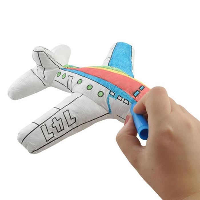 Peluche à colorier avec 4 feutres lavables Avion