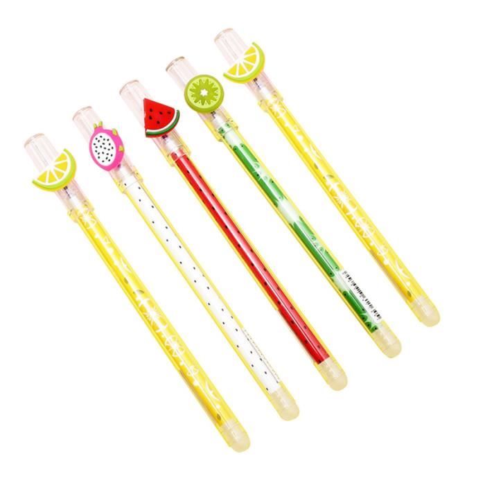 5 pcs effaçables fruits colorés stylos à bille papeterie scolaire - 0,4 mm / bleu (motifs aléatoires) ROLLER IN LINE