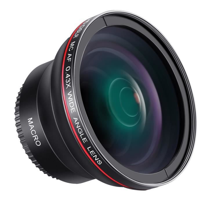 Neewer 52 mm 0,43 X HD Objectif Grand Qngle avec Macro Close-up Portion sans Distorsion Haute Définition Numérique pour Nikon D7100