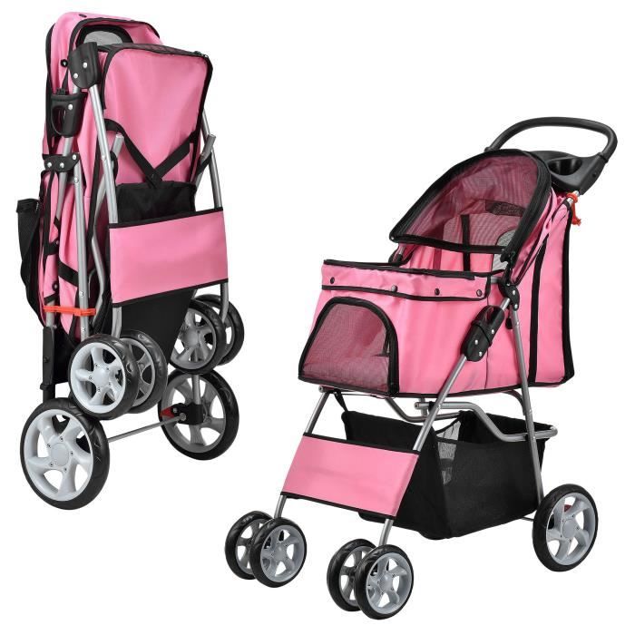 pro.tec poussette pour chien pet stroller poussette buggy pour chien protège-pluie à pousser roadster comprenant sac à courses ro...