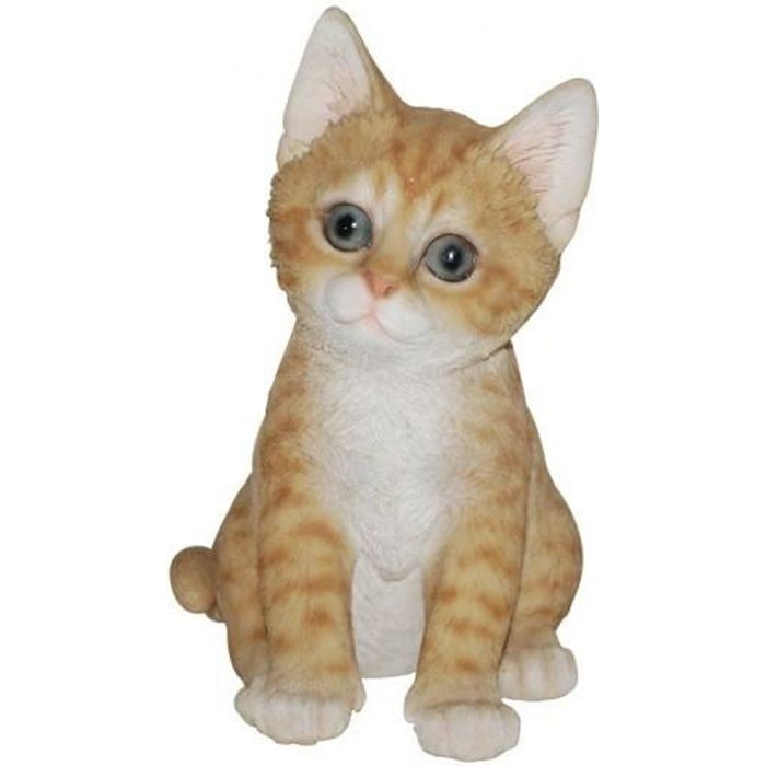 Chaton assis roux 20 cm - en résine - 200251