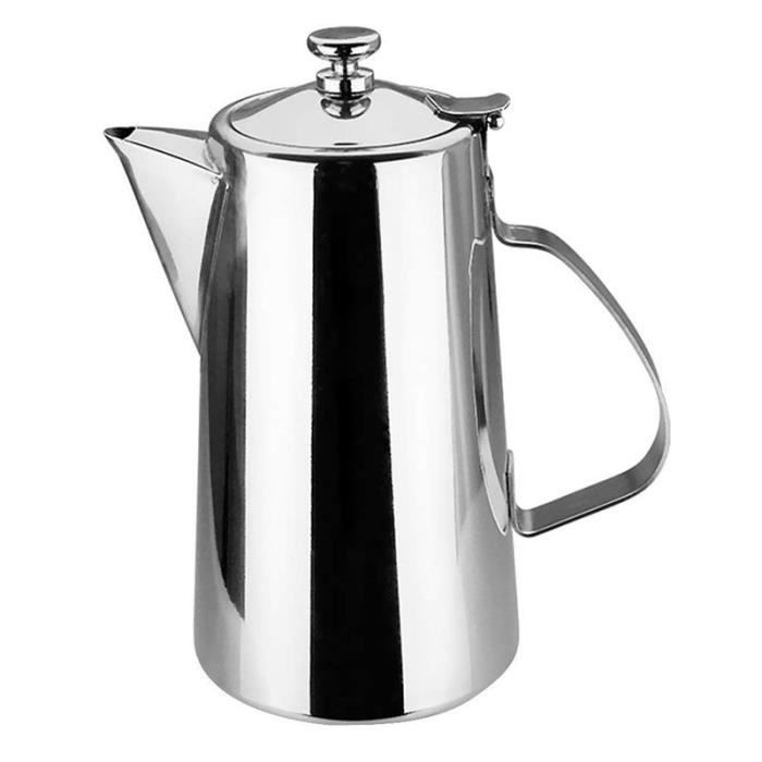 Pichet Inox Carafe d'Eau avec Couvercle pour Cafe Lait Boisson - bec court, 1.5L