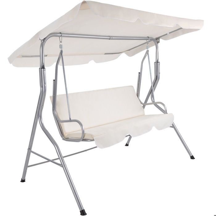 TECTAKE Balancelle de Jardin sur Pied Hamac Fauteuil Suspendu en ACIER Blanc