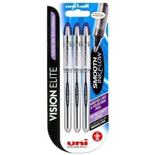 Uni-Ball Vision Elite UB200 Stylo roller Bleu Lot de 3 Import Royaume Uni