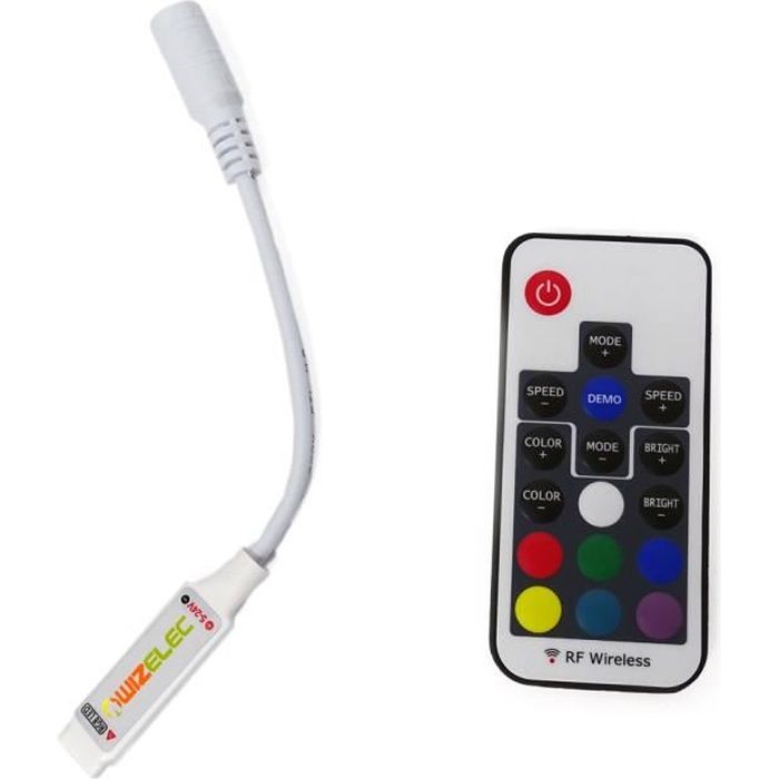 Mini Contrôleur Ruban LED RGB 12V avec télécommande RF433MHz - Wizelec