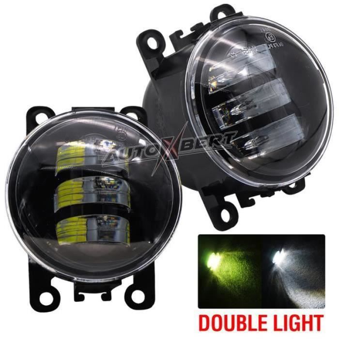 FLY27881-Paire de phares antibrouillard assemblée LED phare avant blanc pour Renault Megane 2 3 CC Duster Logan Fluence Koleos Kan