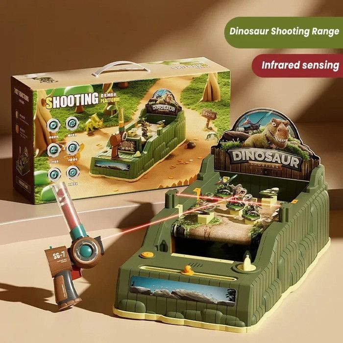 Dinosaure Jouet, Jeu de Tir Dinosaure Vert avec Pistolet et 24 Projectiles pour Enfants 5-8 Ans,Jeu Tir Cible Mobile Système Score - Jeux - Jouets
