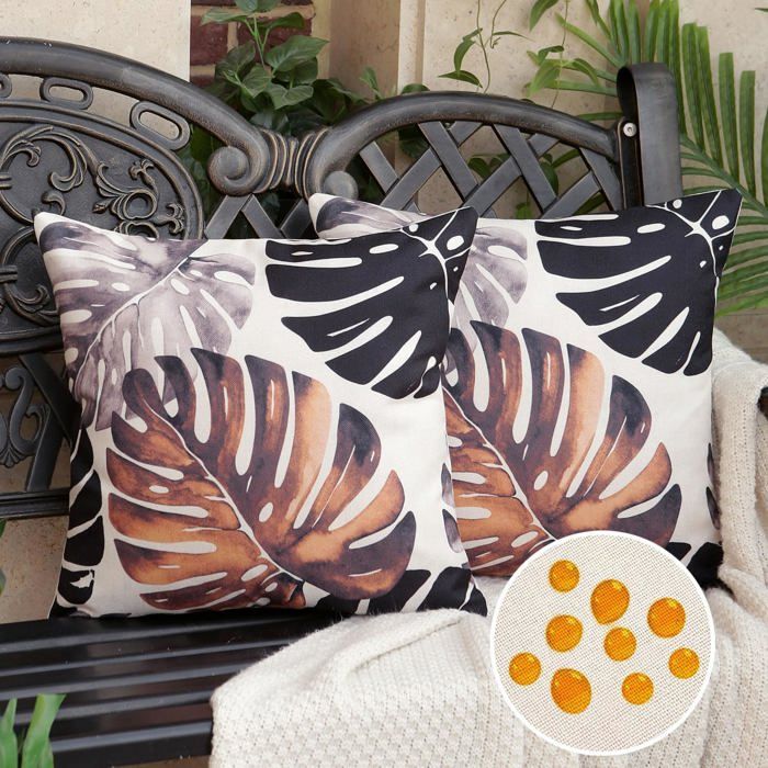Housses De Coussin Imperméables 40x40 Cm - Motif Citron Été Pour Jardin, Salon, Chambre | Lot De 4 | Lin Imperméable