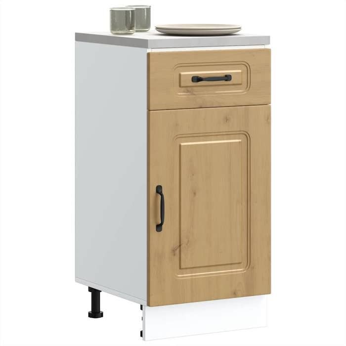 vidaXL Armoire de cuisine Kalmar chêne artisanal bois dingénierie meuble bas dévier meuble bas de cuisine avec tiroir 853476