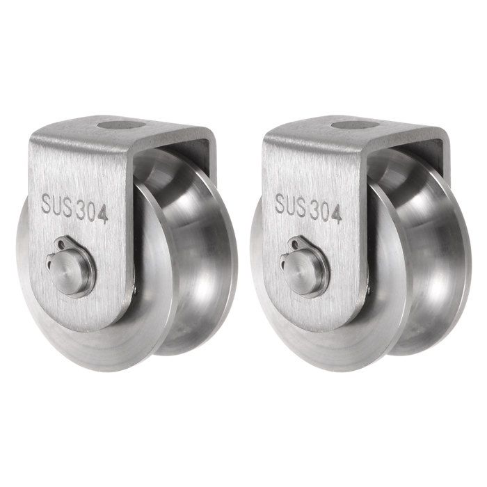 Roue à rainure en V - Ensemble de 4 - Fixe - 60 mm - Acier - Support