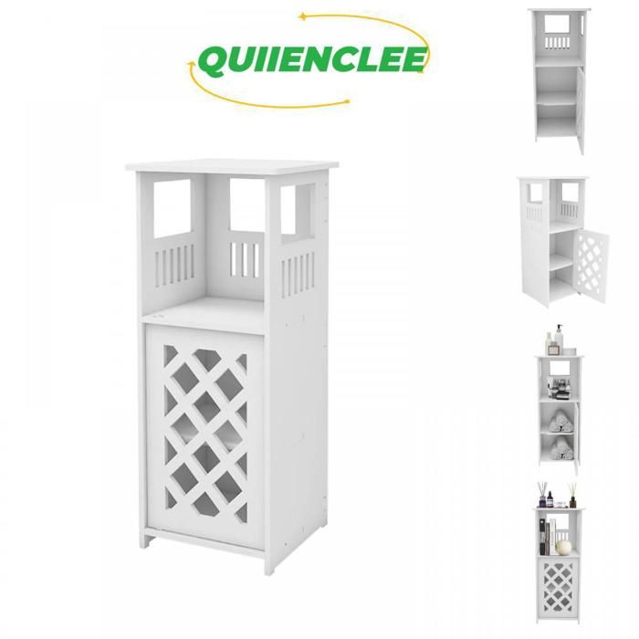 Armoire de salle de bain -24*22*56cm - Armoire de salle de bain pp étanche - Blanc - QUIIENCLEE