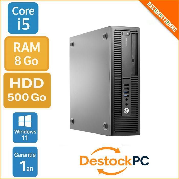 HP EliteDesk 800 G1 SFF デスクトップPC HP EliteDesk 800 G1 SFF - Core i5, HDD 500Go, 8 Go de RAM, Windows