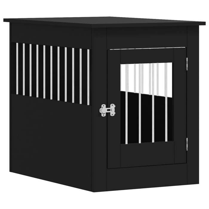 Meilleurs prix pour Meuble de cage pour chiens - HELLOSHOP26 - 55 x 80 x 68 cm - Bois dingénierie - Noir - 2 en 1