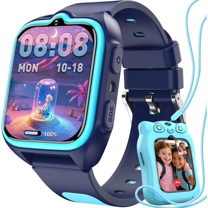 Blackview Montre Z30 Connectée Enfant Localisation GPS+LBS+WiFi Appel Vidéo 4G HD Fonction SOS Idéale pour Garçons et Filles Bleu