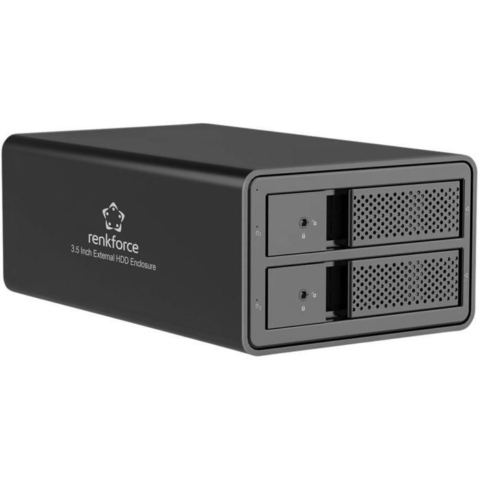 Boîtier pour disque dur RENKFORCE RF 6647596 2 baies USB 3.0 Aluminium