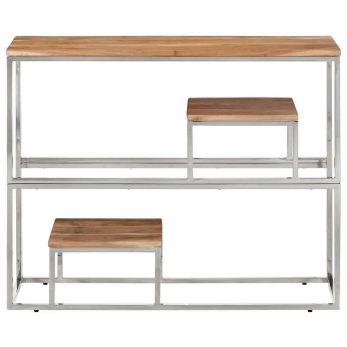 JILLS - Console Meuble - charge 20 kg - Table console - VIDAXL - argenté acier inoxydable et - Bois massif dacacia OCT86065349