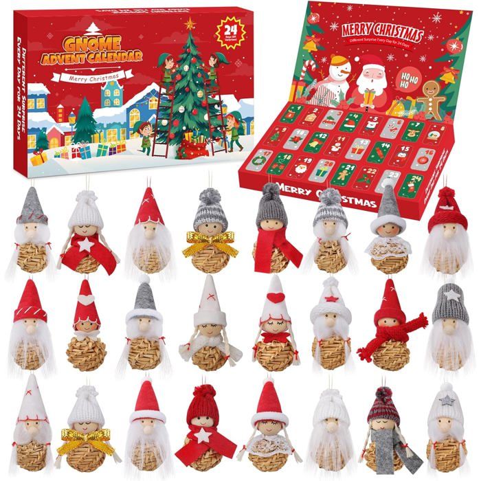 Gnome Calendrier De L'Avent 2025 24 Jours Avec Figurines De