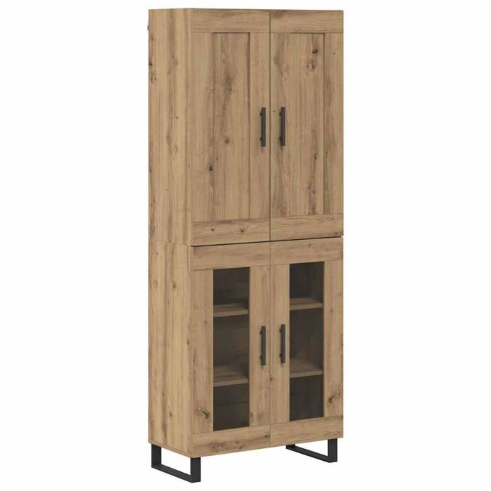Buffet haut moderne - vidaXL - Chêne artisanal - 695x34x180 cm - Bois dingénierie - Portes en verre et bois