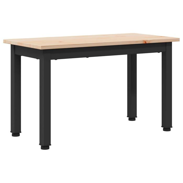 Table basse en bois de pin - vidaXL - Naturel - 60x30x36 cm - Bois de pin massif - Pieds en métal - Design carré