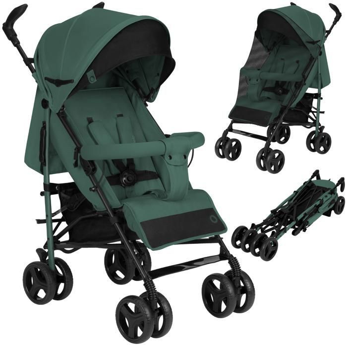Poussette bébé canne compacte LIONELO Irma - De 6 à 36 mois - Ceinture 5 points de sécurité - Sauge
