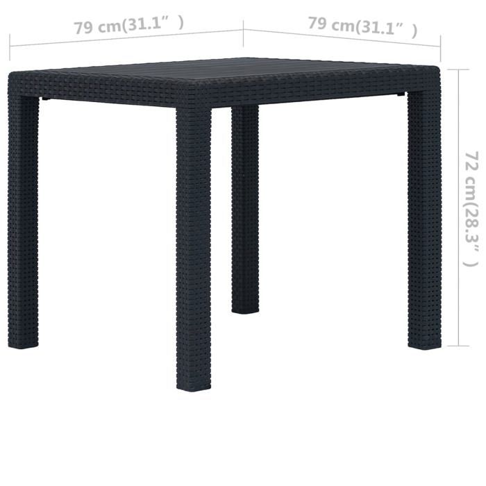 Remise 2026®Table dExtérieur 2 ou 4 personnes Anthracite - Table de jardin - Anthracite - 79x79x72cm Plastique Aspect de rotin 4