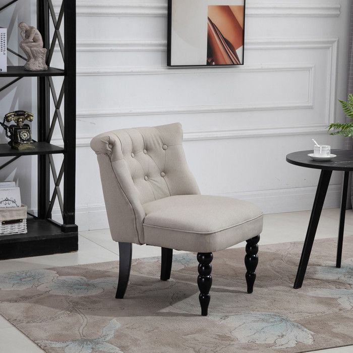 Fauteuil relax Fauteuil de repos vintage Fauteuil rembourré 67 x 67 x 78 cm revêtement en lin structure en bois beige et noir