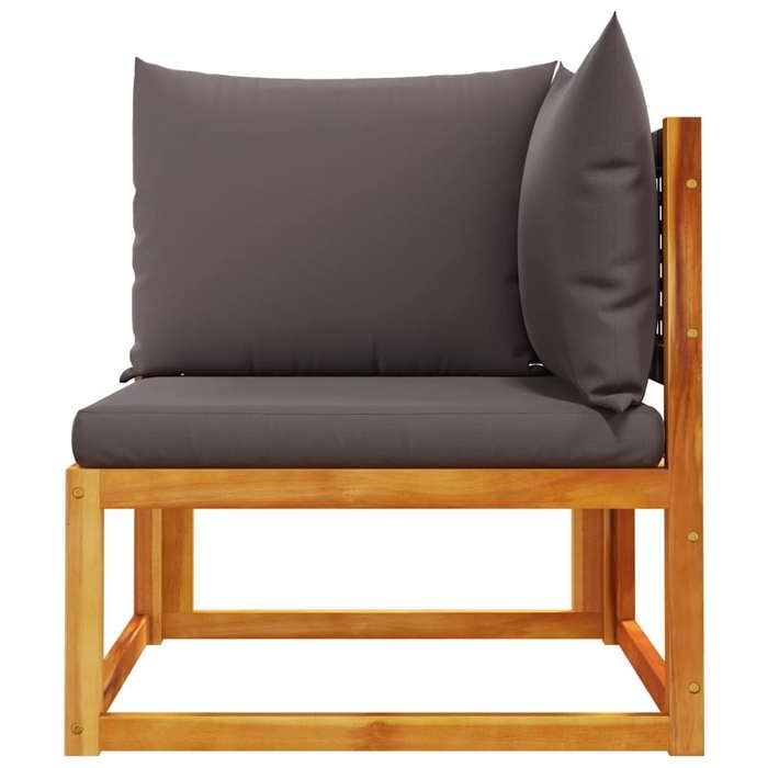 Brun Salon dextérieur - Canapé dangle de jardin - Sofa de jardin - avec coussins en bois dacacia et rotin - 65x65x65 cm EUE149493