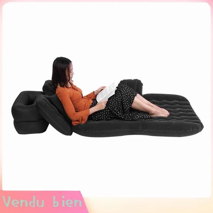 HURRISE Lit Matelas Gonflable Camping Voyage Voiture Bed Coussin(Noir) Noir
